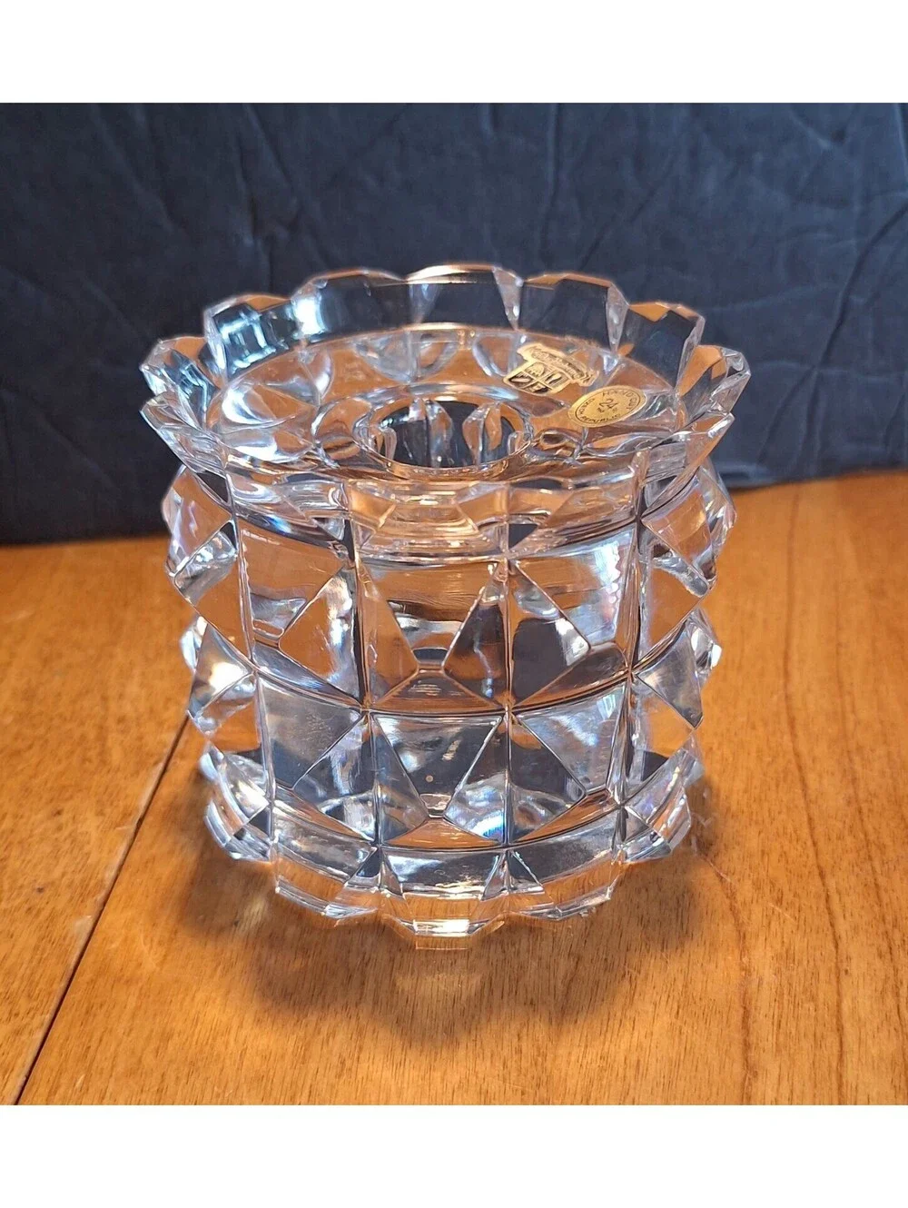VTG Hand Cut (Diamond) Czech Republic Sklo Bohemio Candle Holder 3